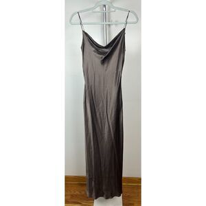 NWT Y2K Victoria’s Secret Silk Smoke Brown Luxury Draped Maxi Gown Slip Dress S